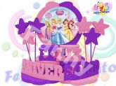 Enfeite Feliz Aniversario Princesas Disney