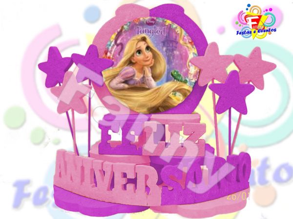 Enfeite Feliz Aniversario Rapunzel